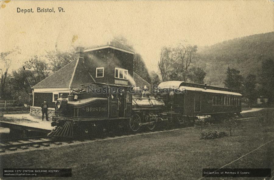 Postcard: Depot, Bristol, Vermont